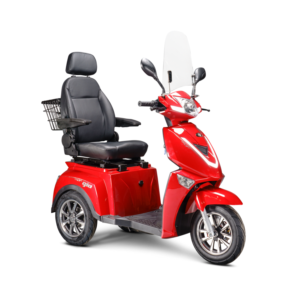 GIO Titan Premium Long Range Mobility Scooter for Outdoor With Twist Grip Throttle - Red