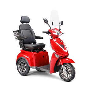 GIO Titan Premium Long Range Mobility Scooter for Outdoor With Twist Grip Throttle - Red (2024 version)