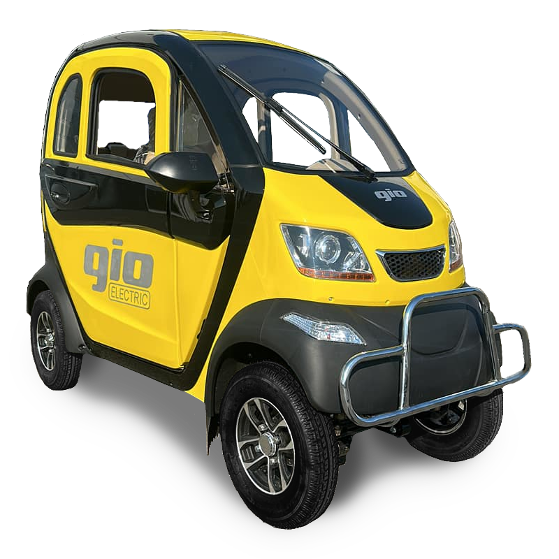 GIO Golf All-Season Enclosed Mobility Scooter - Yellow & Black - With Winter Heater & Summer Fan